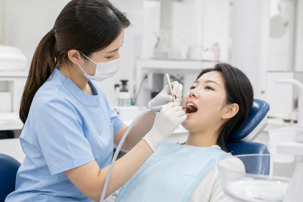 교정 중 스케일링 장치 주변 치석 관련 이미지